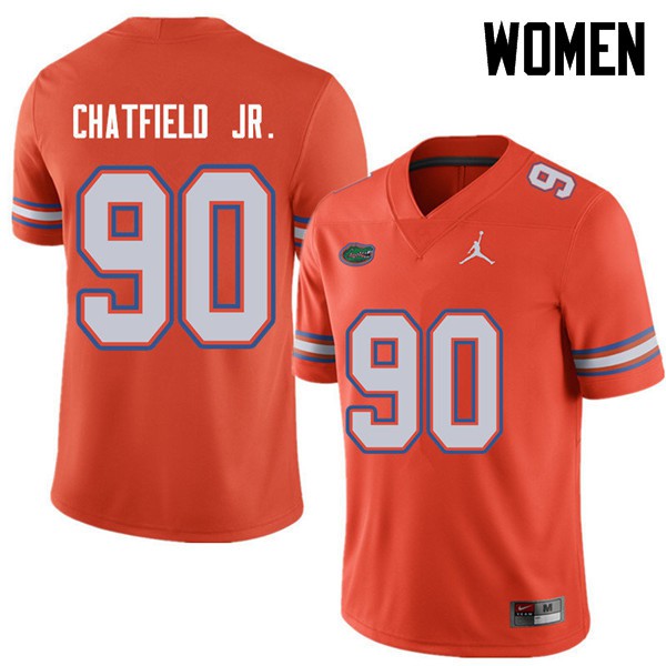 Jordan Brand Women #90 Andrew Chatfield Jr. Florida Gators College Football Jerseys Orange